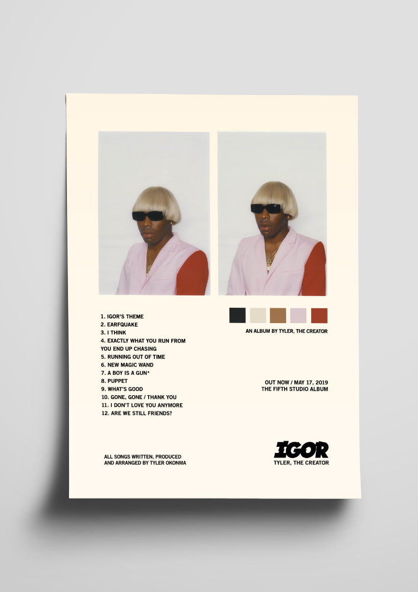 Tyler, the Creator 'IGOR' Tracklist Poster – The Indie Planet