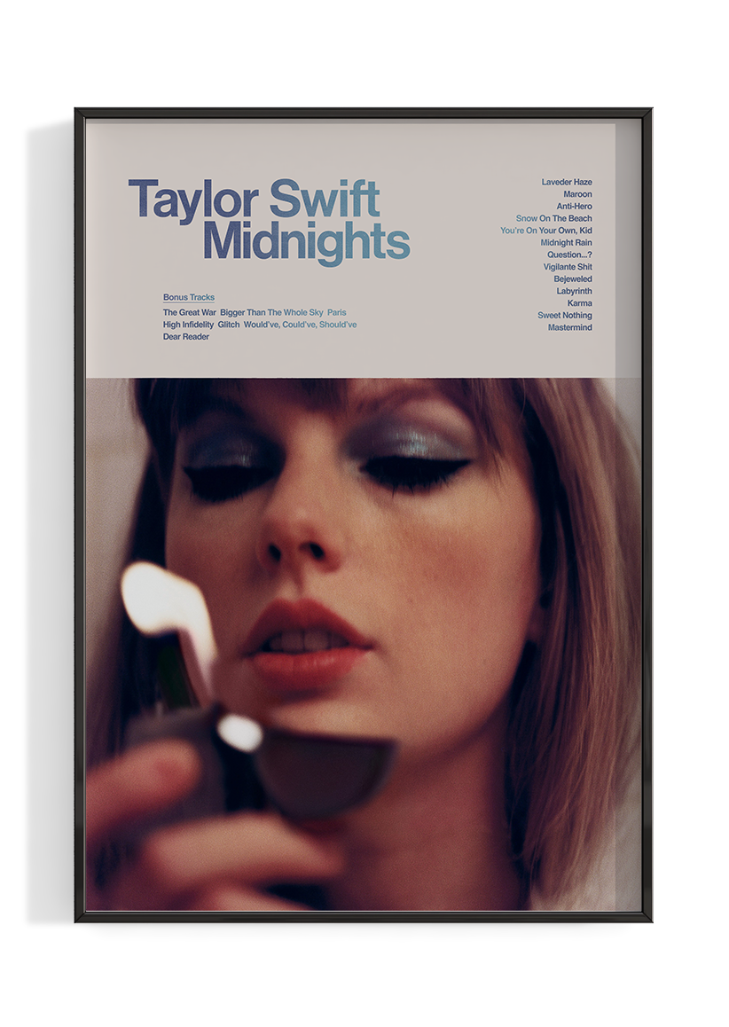 Taylor Swift Album Cover Wall Art  Taylor Swift Midnights Poster