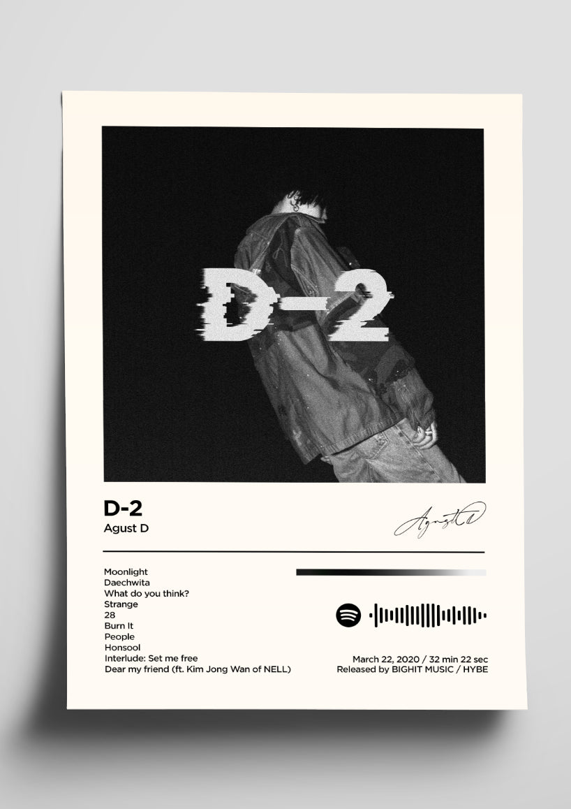 Agust D 'D-2' Album Art Tracklist Poster – The Indie Planet