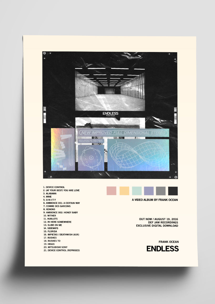 Frank Ocean 'Endless' Album Art Tracklist Poster – The Indie Planet