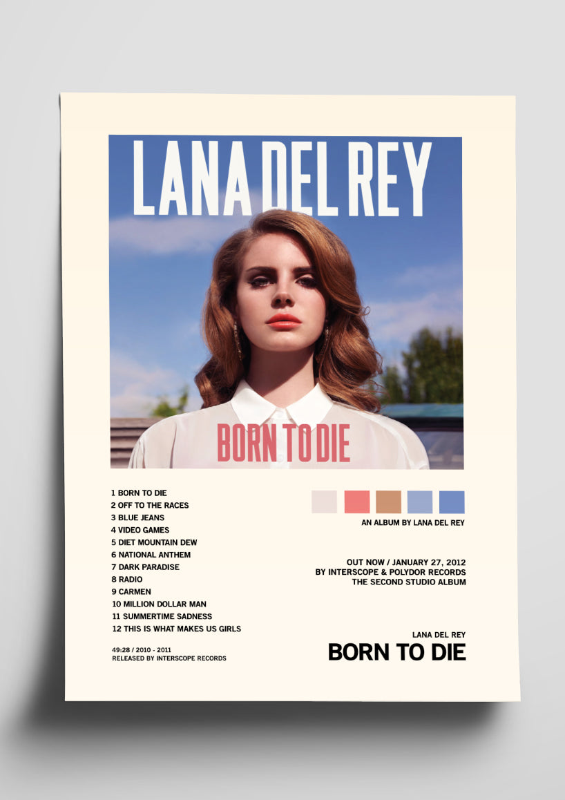 Lana Del Rey 'Born To Die' Album Tracklist Poster – The Indie Planet