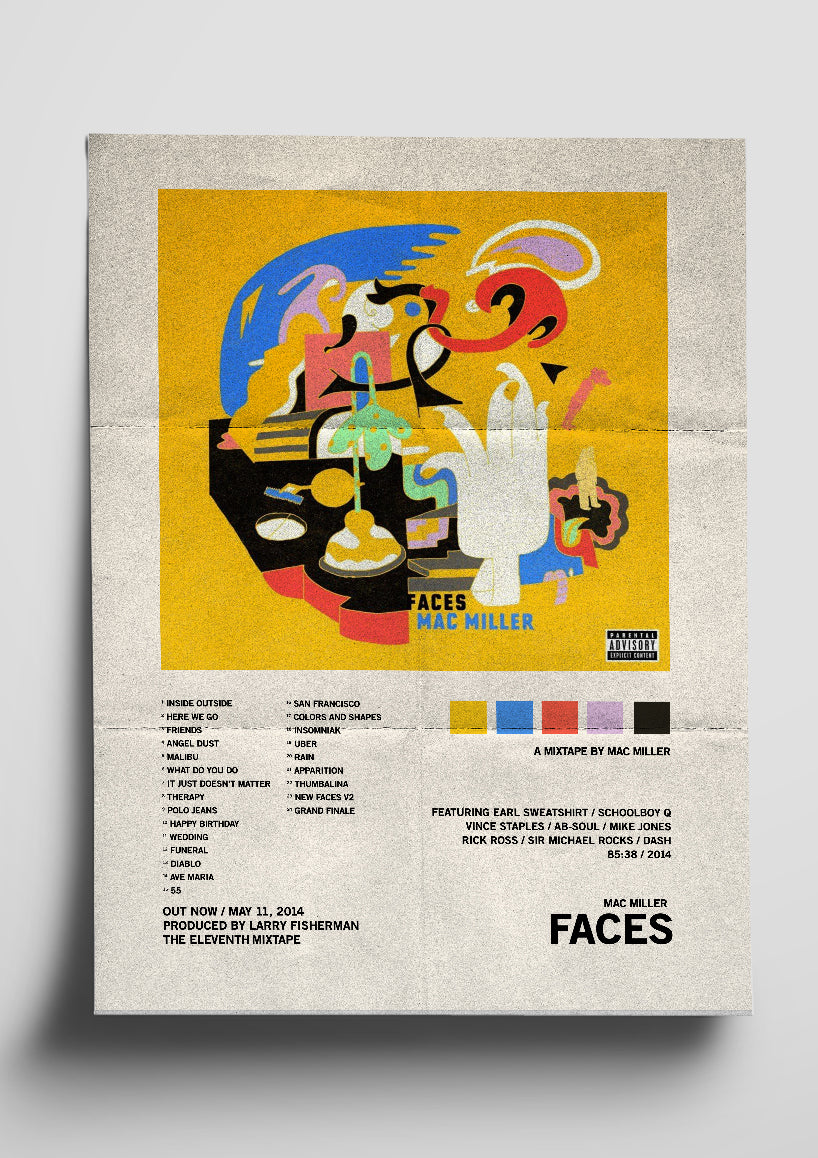 Mac Miller 'Faces' Album Art Tracklist Poster