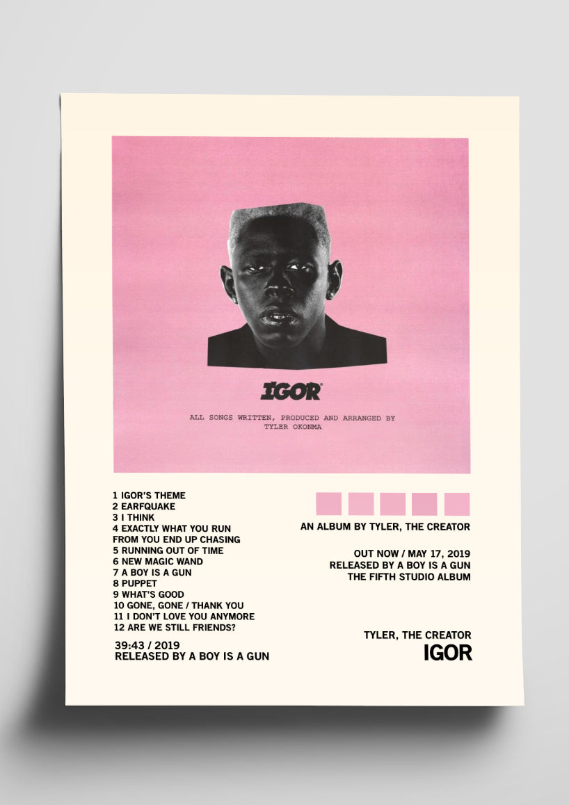 Tyler, the Creator 'IGOR' Album Art Tracklist Poster – The Indie