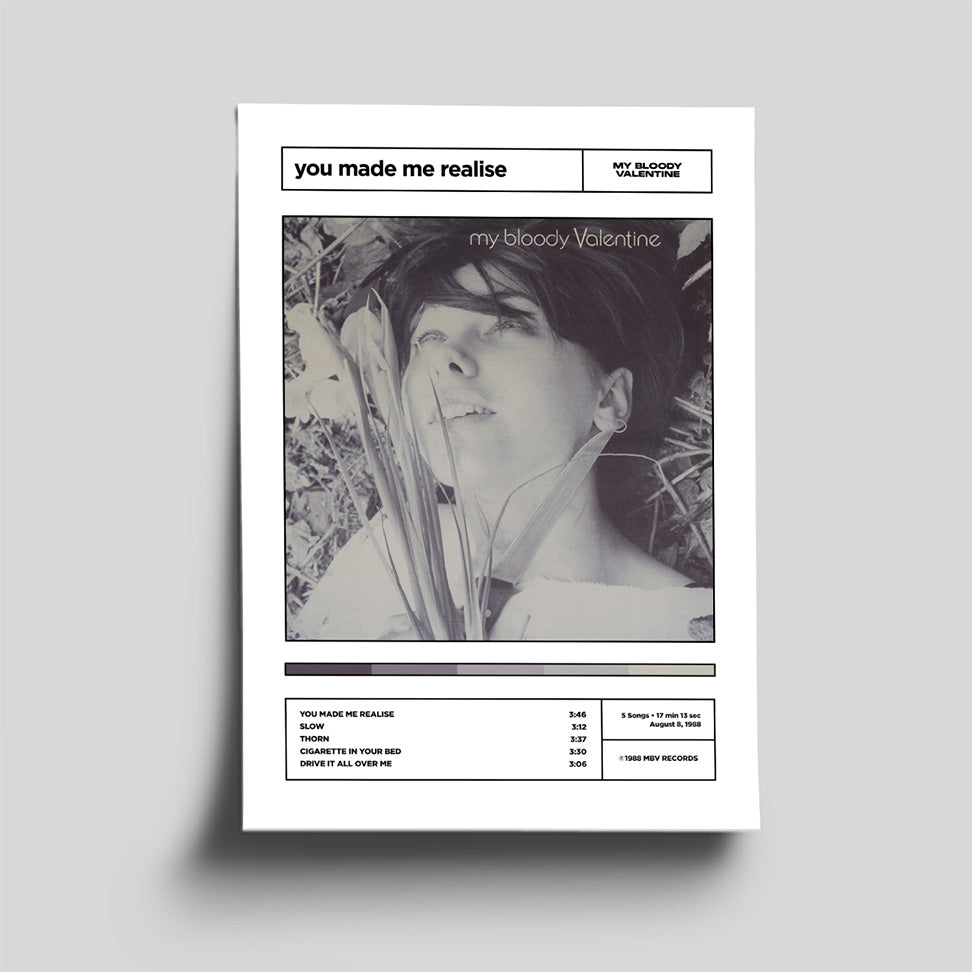 my bloody valentine 'you made me realise' Album Tracklist Poster