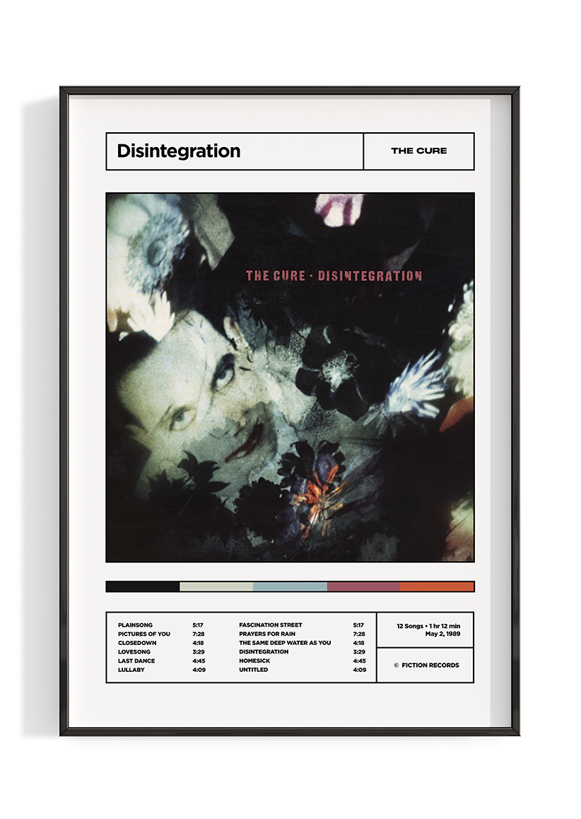 The Cure 'Disintegration' Album Tracklist Poster Print
