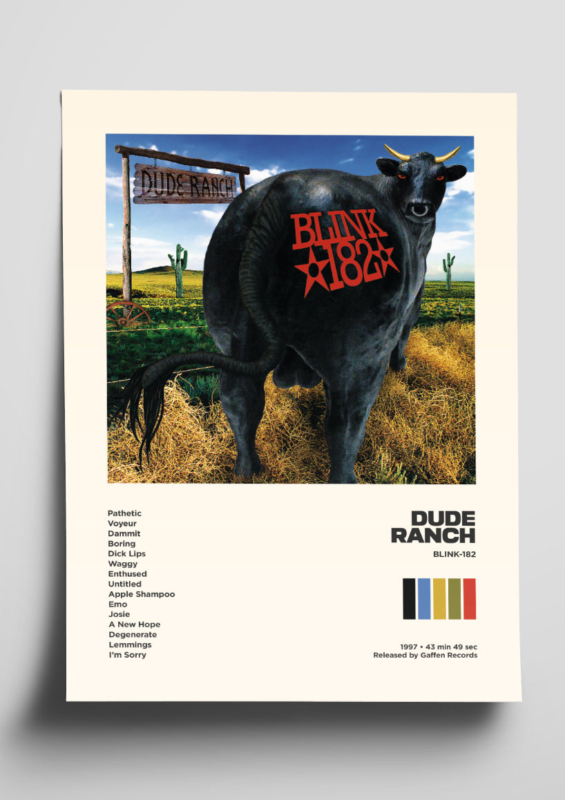 blink-182 'Dude Ranch' Album Art Tracklist Poster – The Indie Planet