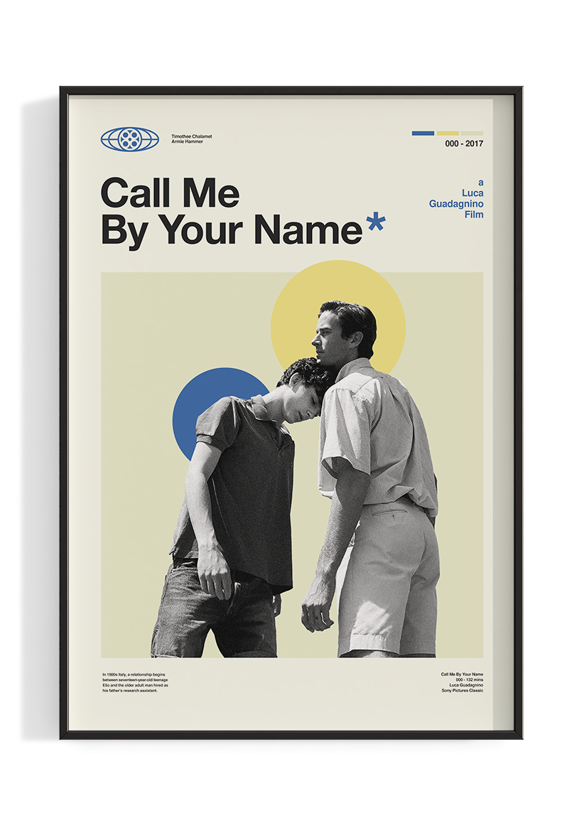 'Call Me By Your Name' Mid Century Movie Poster