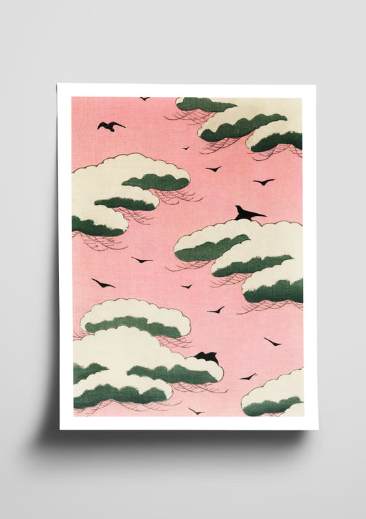 Pink Sky Japanese Illustration Poster