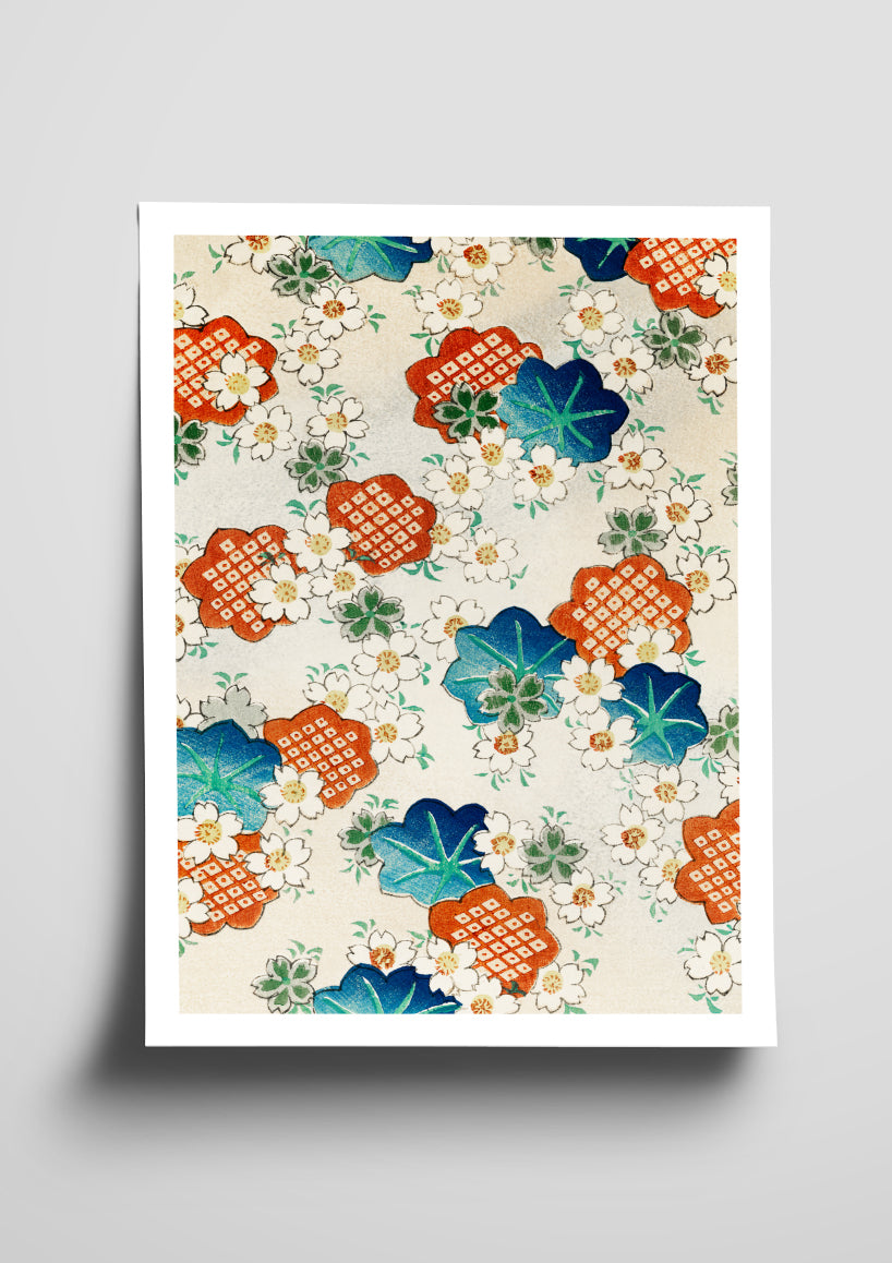 Floral Pattern Japanese Illustration Poster