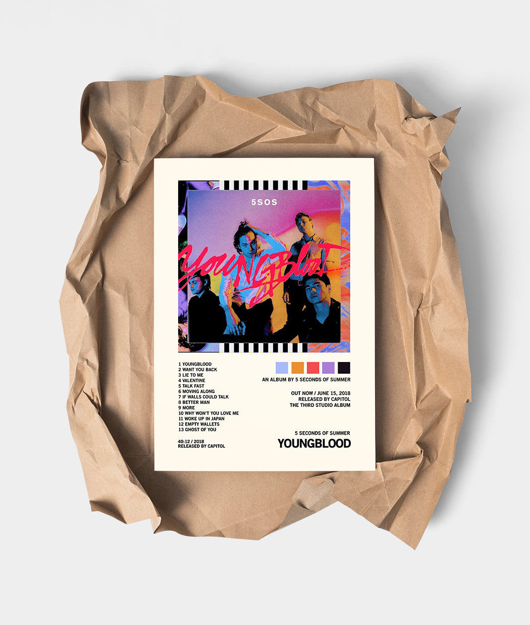 5 Seconds of Summer 'Youngblood' Tracklist Poster