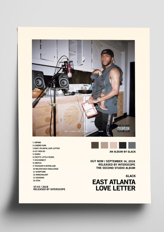 6LACK 'East Atlanta Love Letter' Album Art Tracklist Poster
