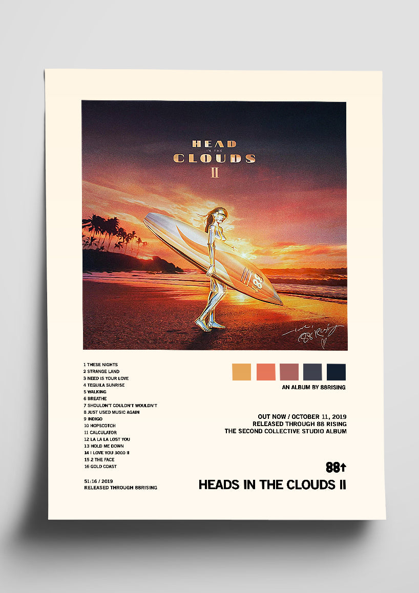 88 Rising 'Heads In The Clouds II' Album Art Tracklist Poster