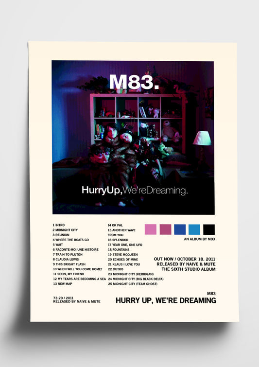 M83 'Hurry Up, We're Dreaming' Album Art Tracklist Poster