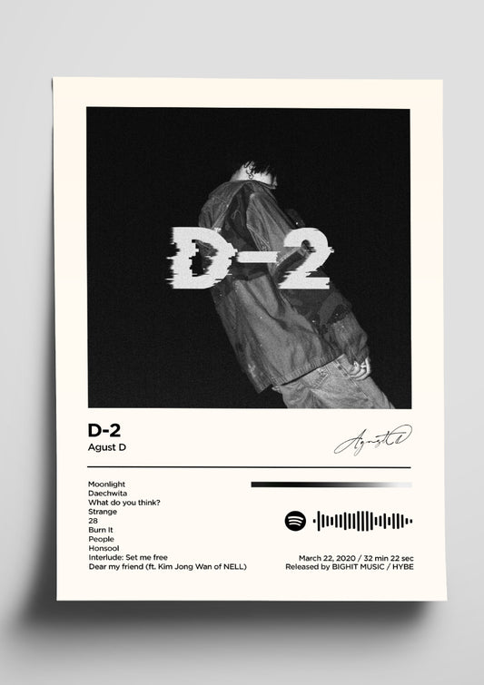 Agust D 'D-2' Album Art Tracklist Poster