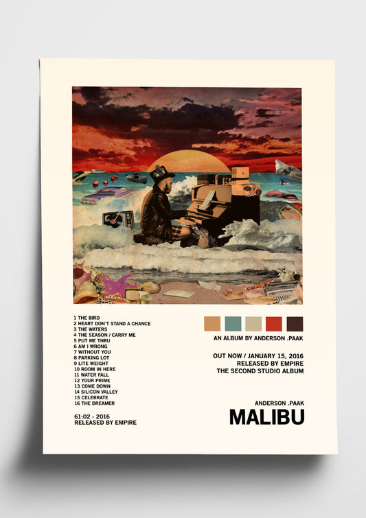 Anderson .Paak 'Malibu' Album Art Tracklist Poster