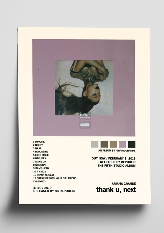 Ariana Grande 'thank u, next' Album Tracklist Poster