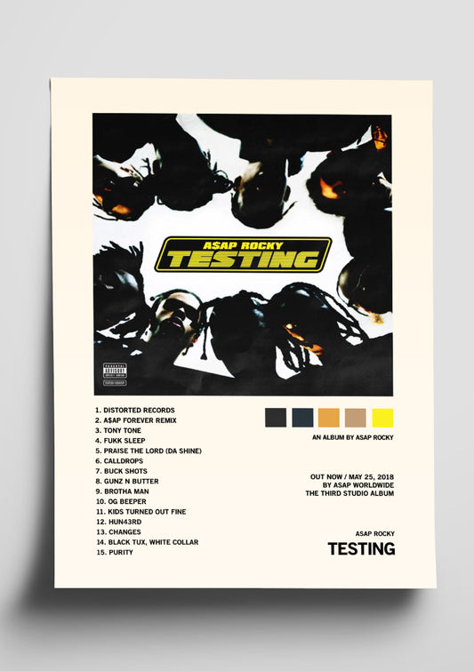 A$AP Rocky 'Testing' Album Tracklist Poster