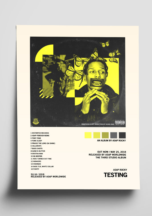 A$AP Rocky 'Testing' Alternative Tracklist Poster