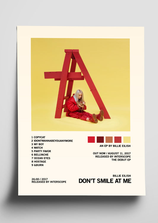 Billie Eilish 'Don't Smile At Me' Album Tracklist Poster