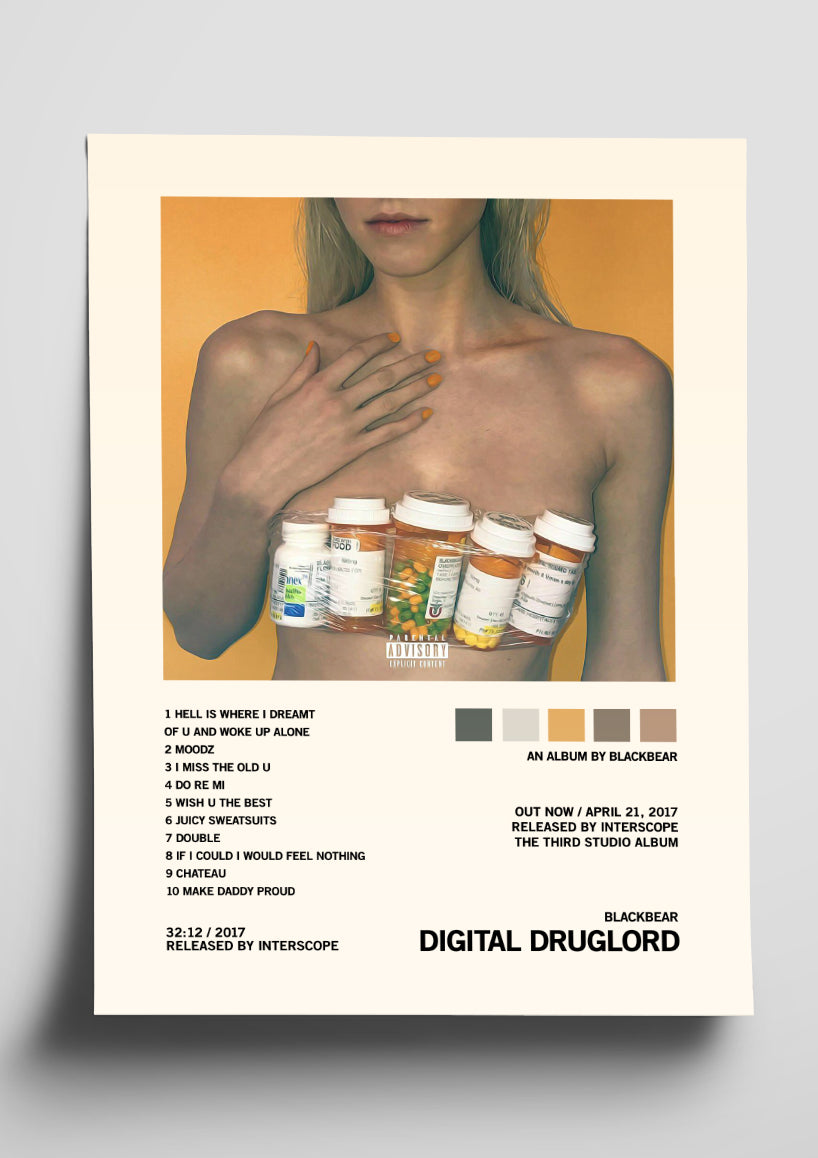 blackbear 'Digital Druglord' Album Art Tracklist Poster