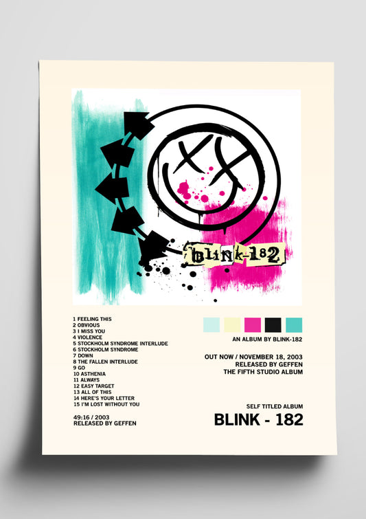 blink-182 'Self Titled' Album Tracklist Poster