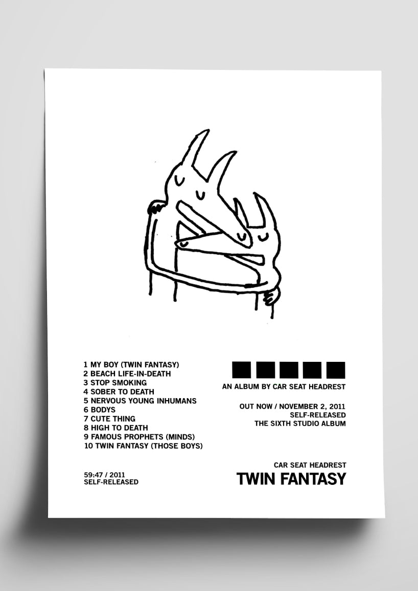Carseat Headrest 'Twin Fantasy' Album Tracklist Poster