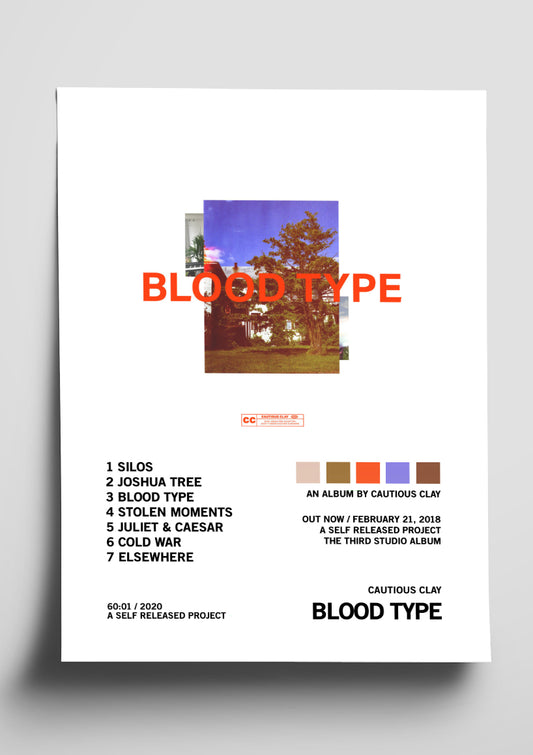 Cautious Clay 'Blood Type' Album Tracklist Poster