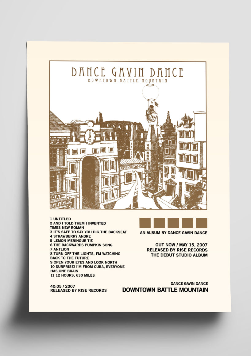 Dance Gavin Dance 'Downtown Battle Mountain' Album Art Tracklist Poster