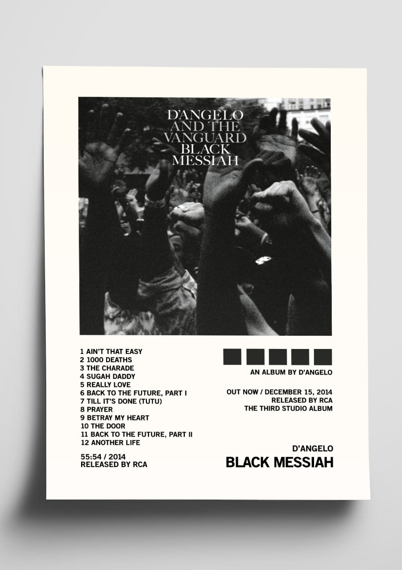 D'ANGELO 'BLACK MESSIAH' Album Art Tracklist Poster