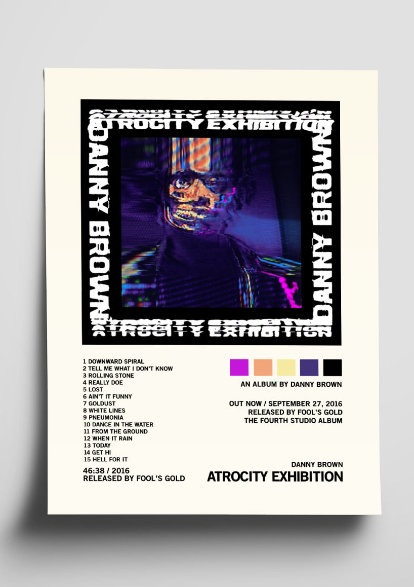 Danny Brown 'Atrocity Exhibition' Album Art Tracklist Poster