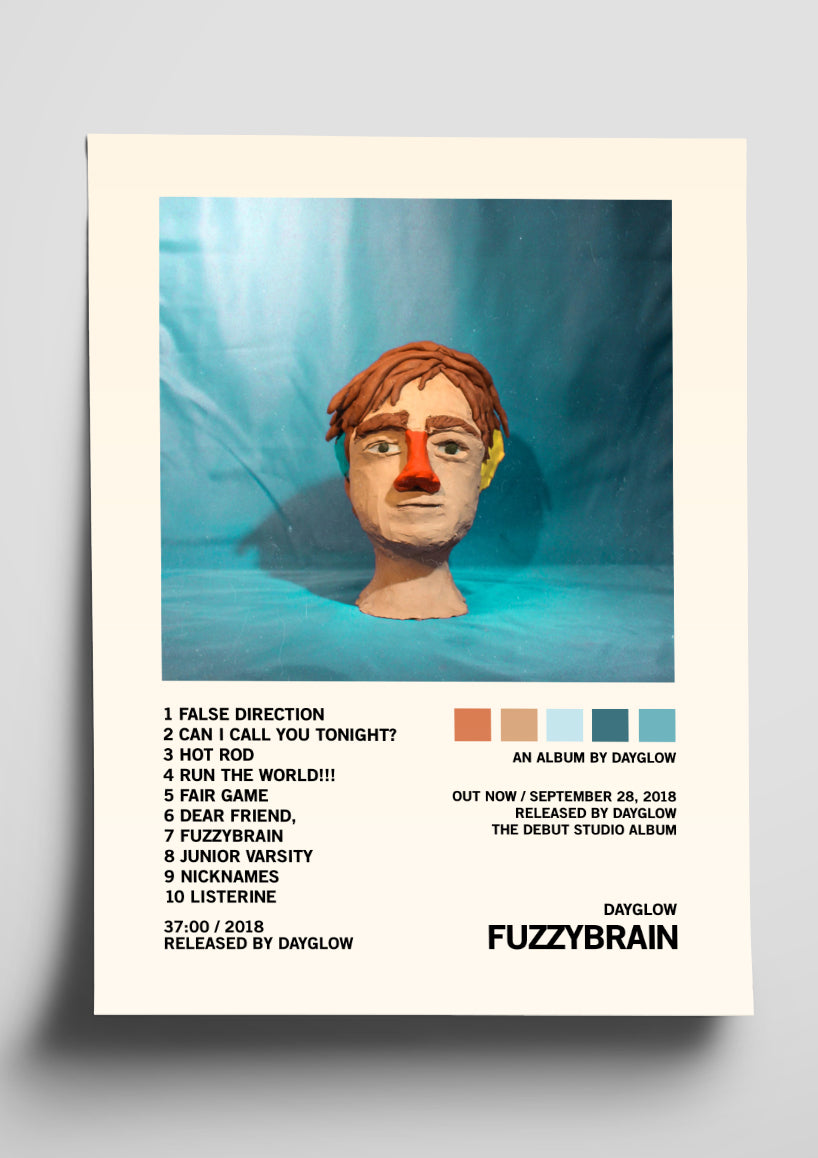 Dayglow 'Fuzzybrain' Album Art Tracklist Poster