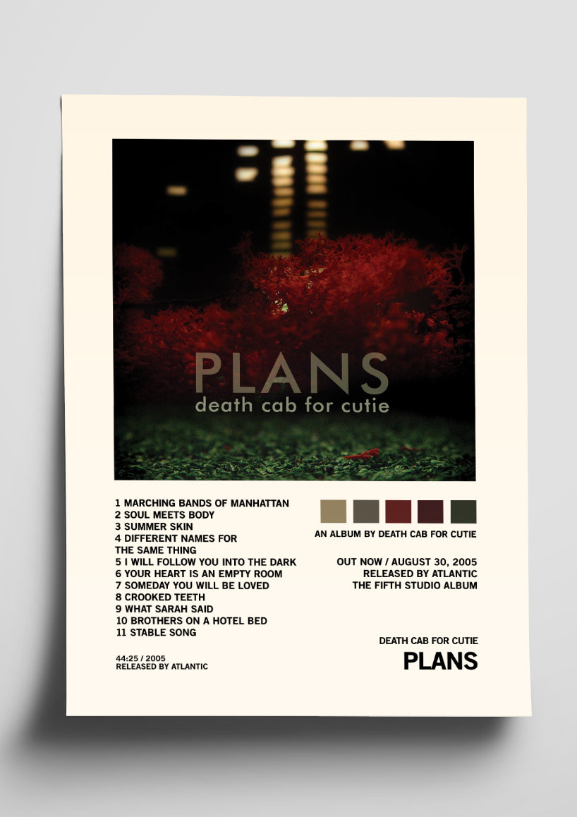 Death Cab For Cutie 'Plans' Album Art Tracklist Poster