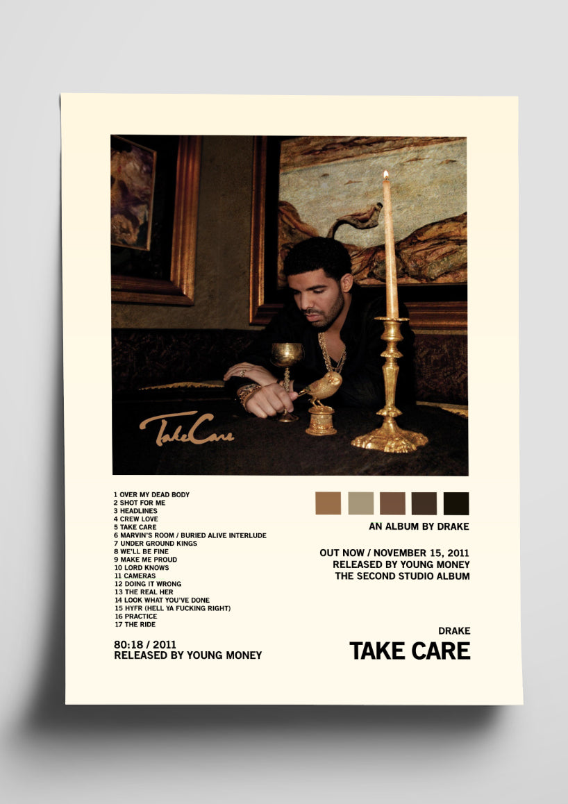 Drake 'Take Care' Album Art Tracklist Poster