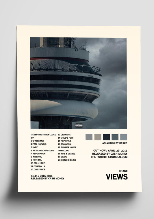 Drake 'Views' Album Art Tracklist Poster