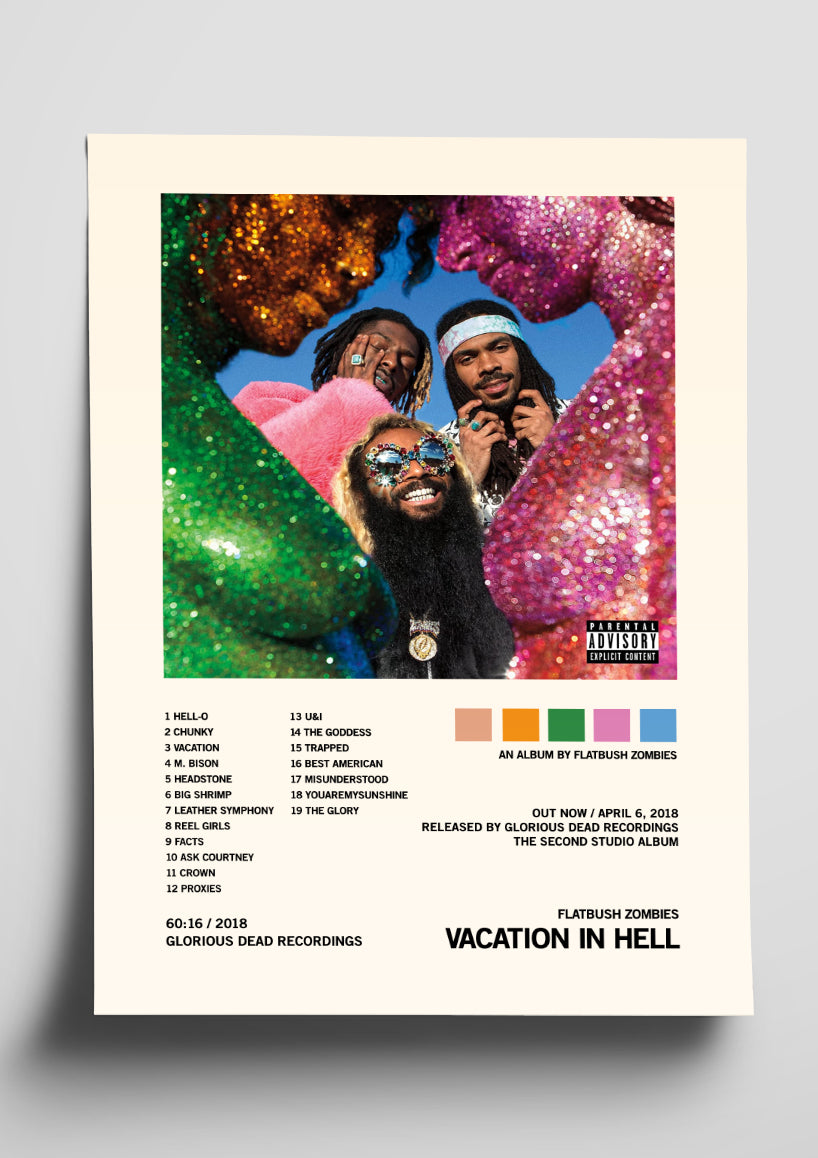 Flatbush Zombies 'Vacation in Hell' Album Art Tracklist Poster