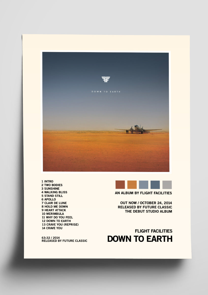 Flight Facilities 'Down To Earth' Album Art Tracklist Poster
