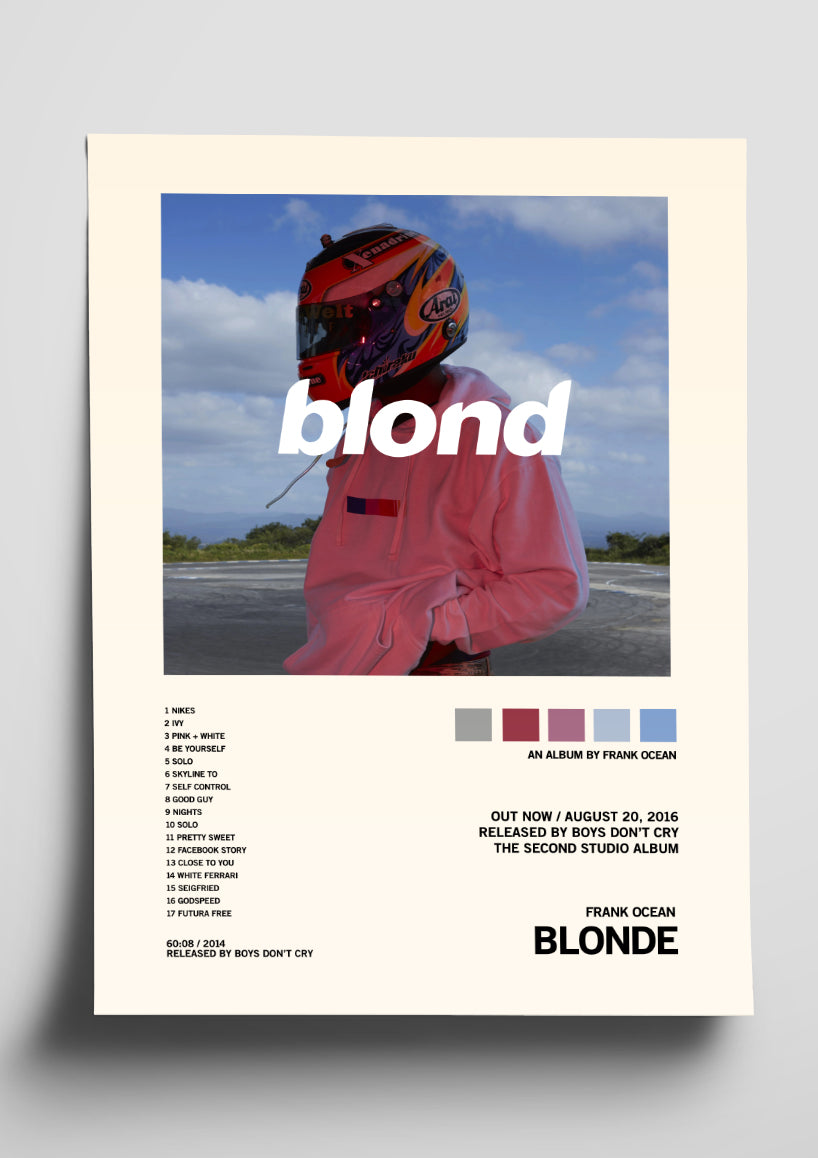 Frank Ocean 'Blonde' Album Tracklist Poster
