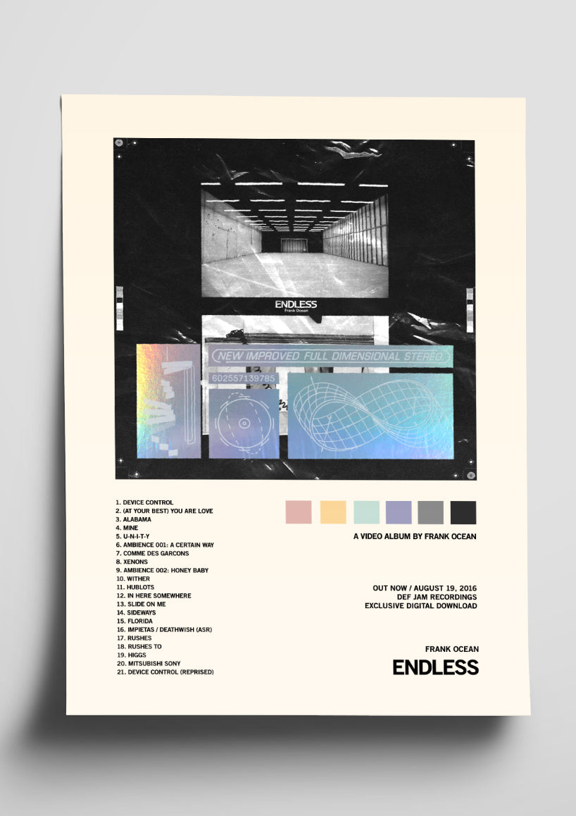 Frank Ocean 'Endless' Album Art Tracklist Poster