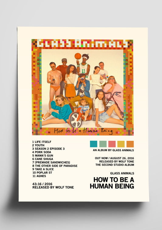 Glass Animals 'How To Be A Human Being' Album Art Tracklist Poster