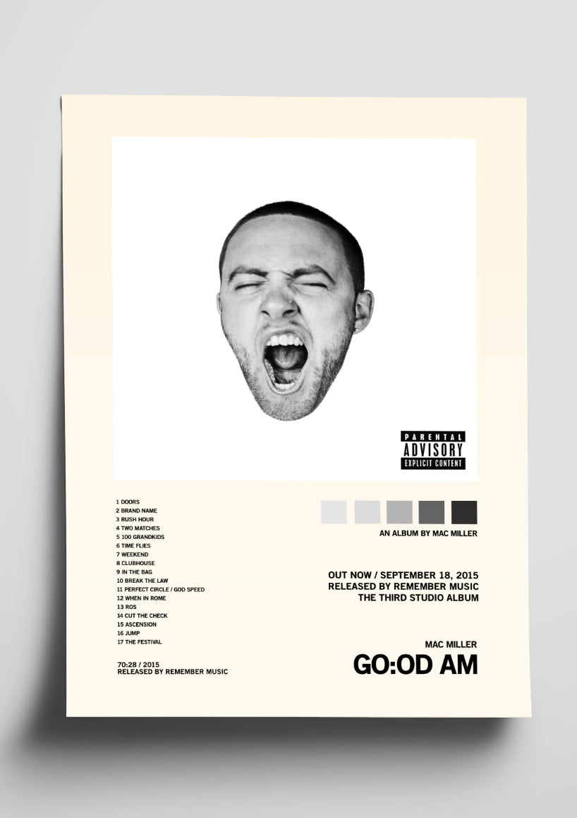 Mac Miller 'GO:OD AM' Album Art Tracklist Poster