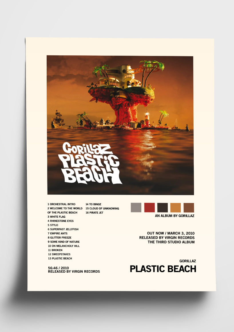 Gorillaz 'Plastic Beach' Album Art Tracklist Poster