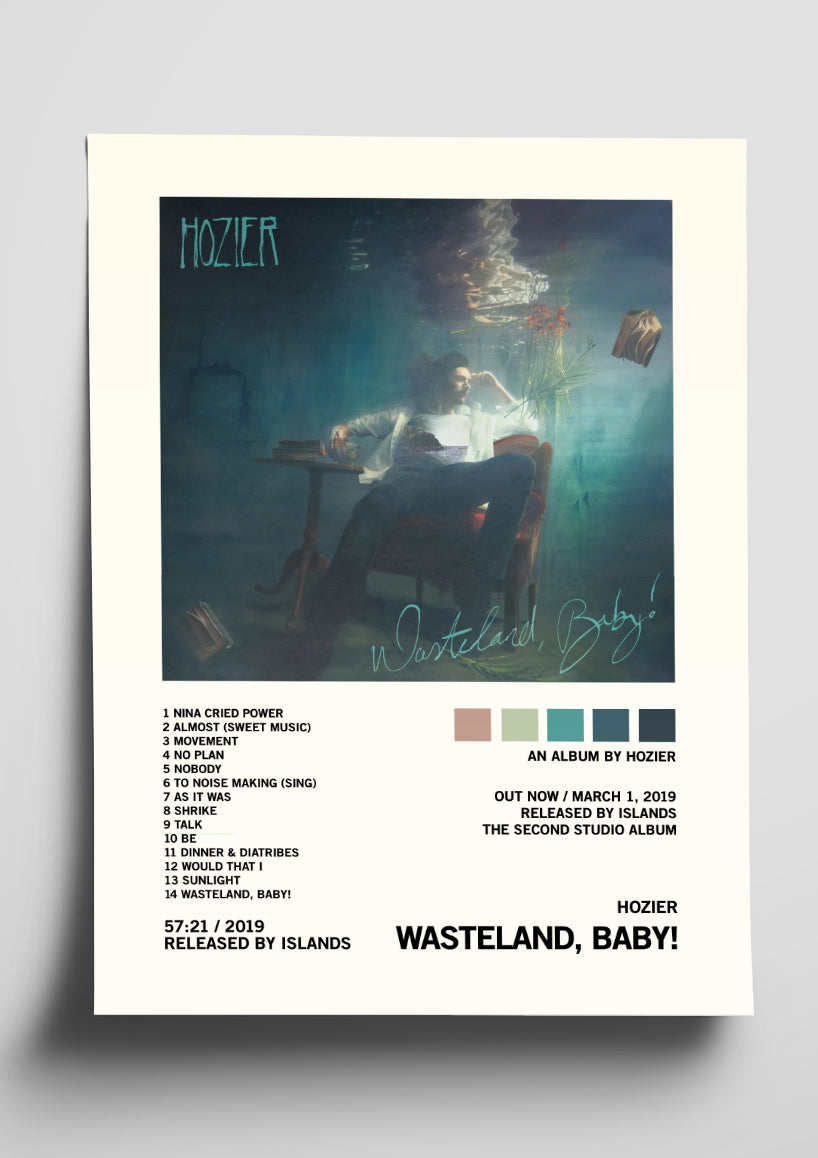 Hozier 'Wasteland, Baby!' Album Art Tracklist Poster