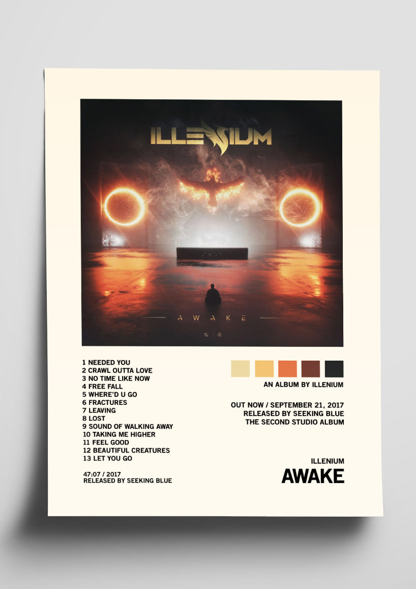 ILLENIUM 'AWAKE' Album Art Tracklist Poster