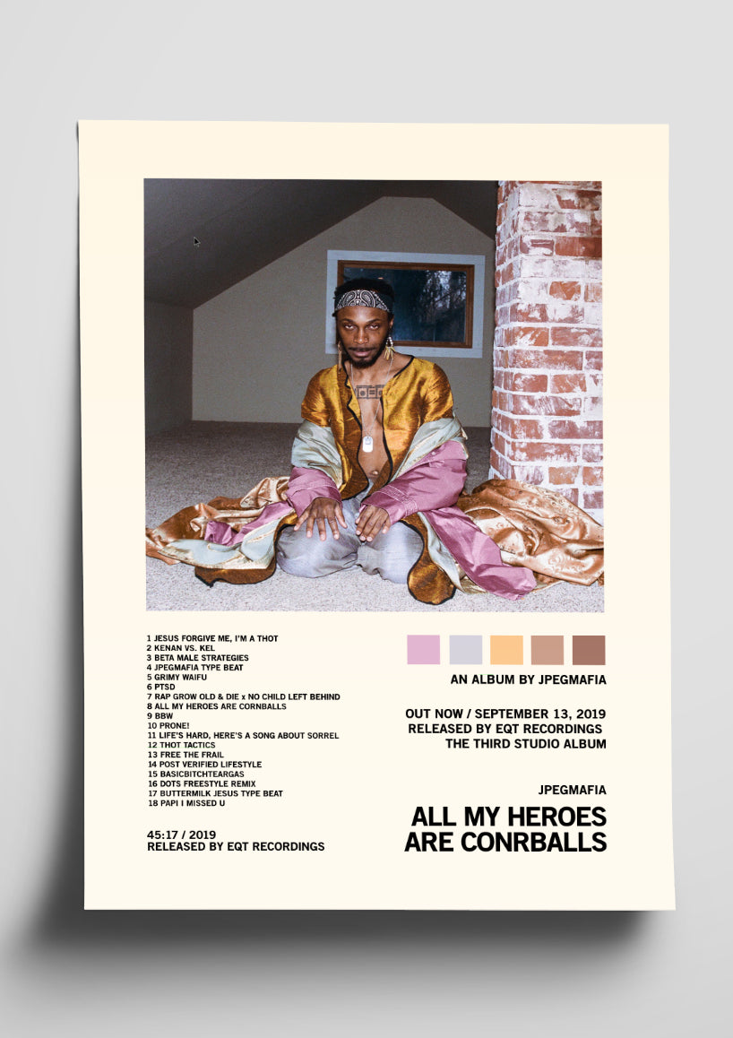 JPEGMAFIA 'All My Heroes Are Cornballs' Album Art Tracklist Poster
