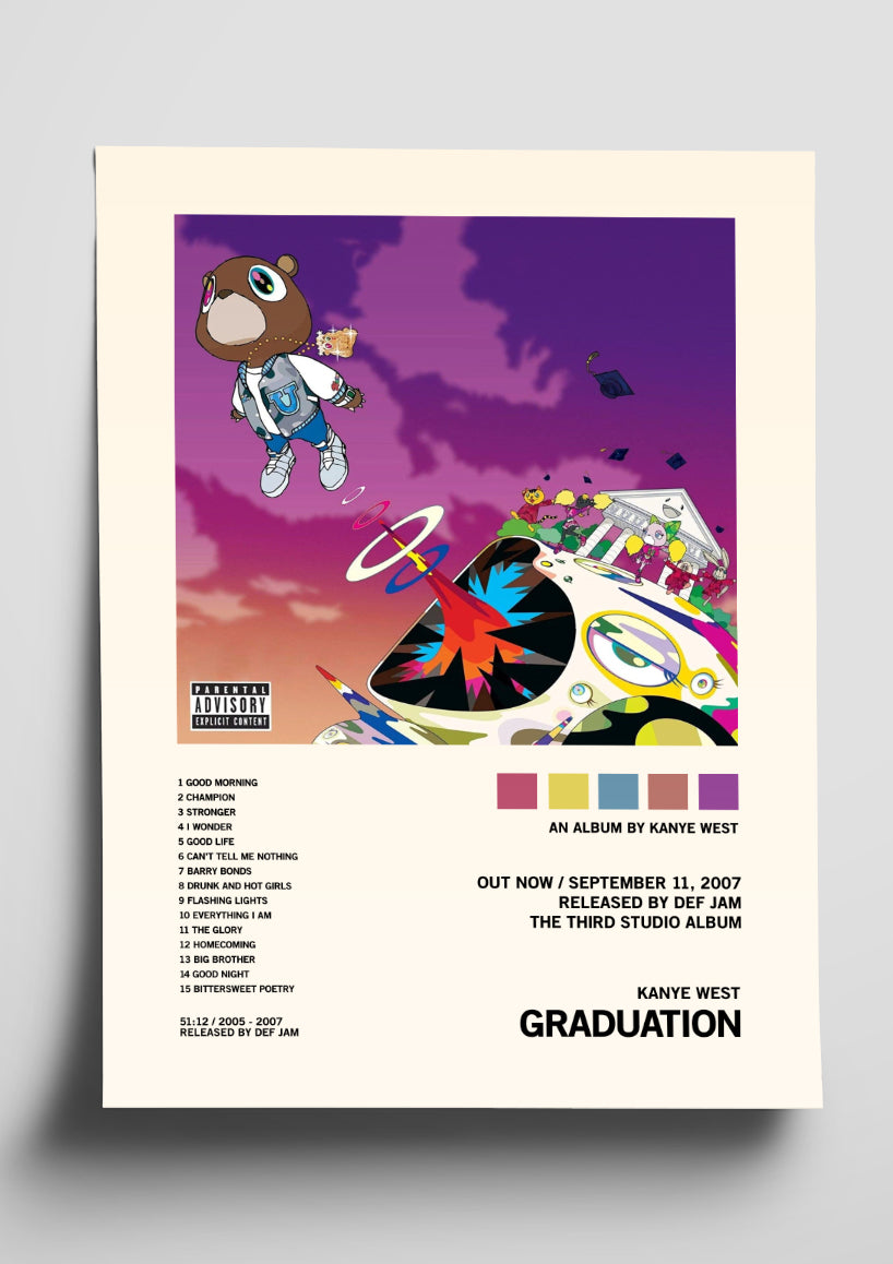 Kanye West 'Graduation' Album Art Tracklist Poster