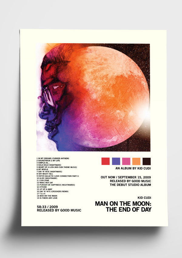 Kid Cudi 'Man On The Moon The End Of Day' Album Art Tracklist Poster The Indie