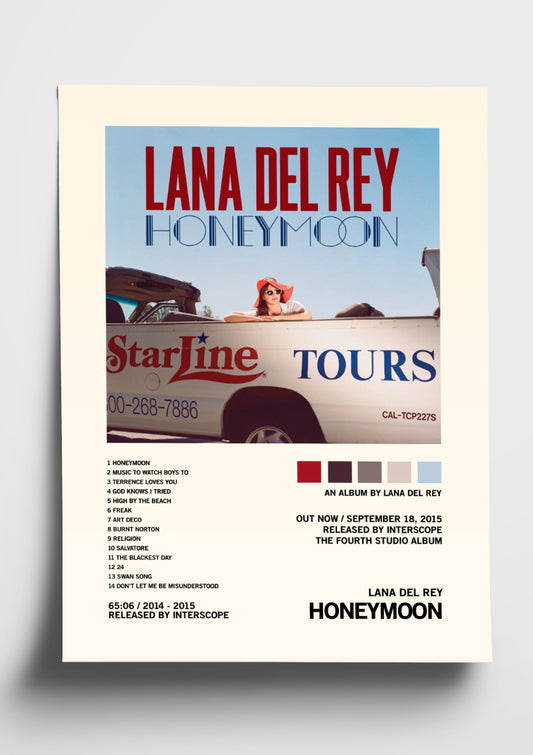 Lana Del Rey 'Honeymoon' Album Art Tracklist Poster