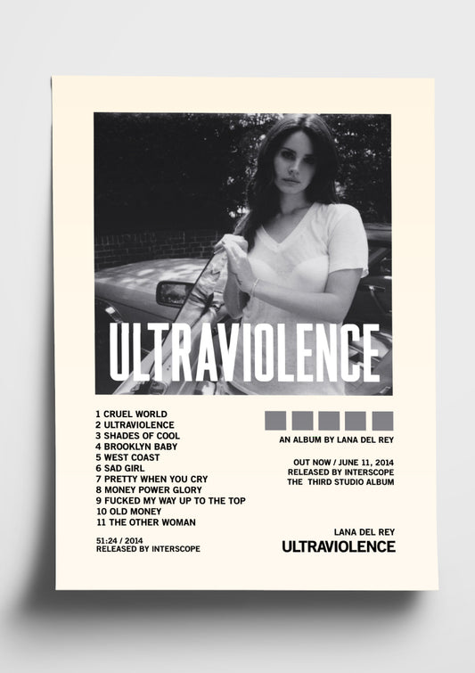 Lana Del Rey 'Ultraviolence' Album Art Tracklist Poster
