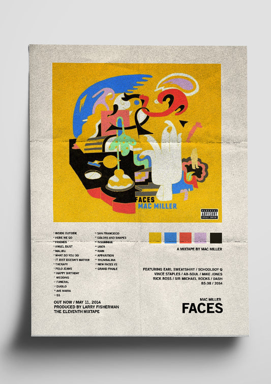 Mac Miller 'Faces' Album Art Tracklist Poster