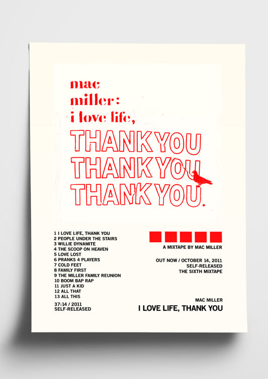Mac Miller 'I Love Life, Thank You' Album Art Tracklist Poster